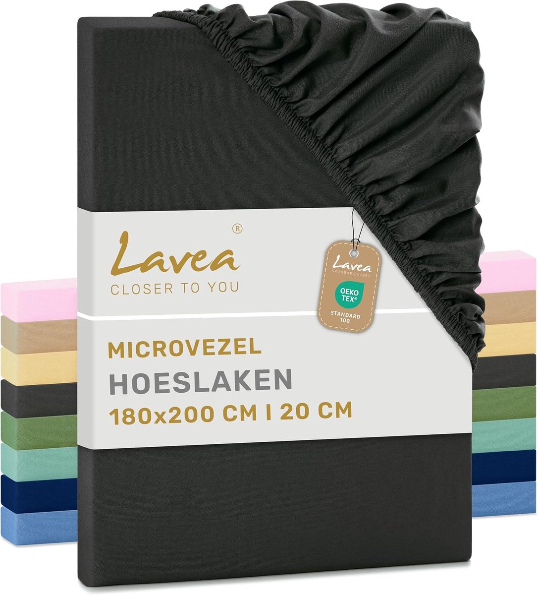 Hoeslaken 180x200 cm - zachte microvezel - antraciet - ademend en elastisch - ShopVlot