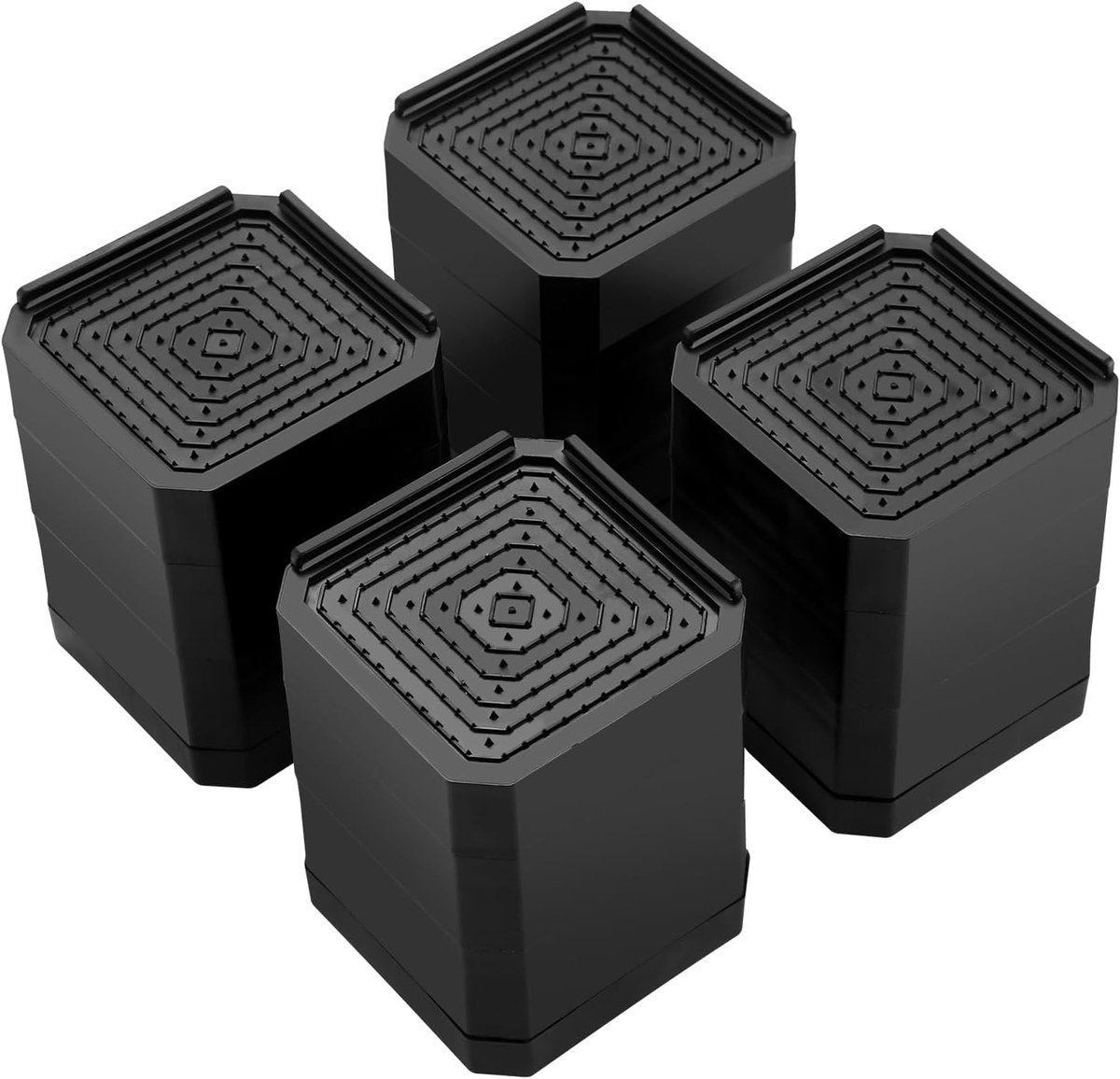 4 stuks, in hoogte verstelbare meubelpoten voor bed, bank en bijkeuken, antislip rubberen basis, tot 1800 kg draagkracht, ideaal voor gezinnen (drie zwarte etages)