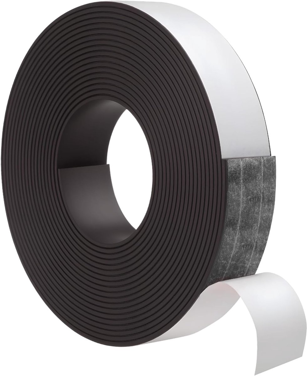 Magneetband, 4 m, extra sterk, 1,5 mm (dik) x 20 mm (breed), magneetband, zelfklevend, sterk, 1 rol, magneetplakband, zwart, op maat te snijden, magneetbanden voor doe-het-zelf, school, thuis