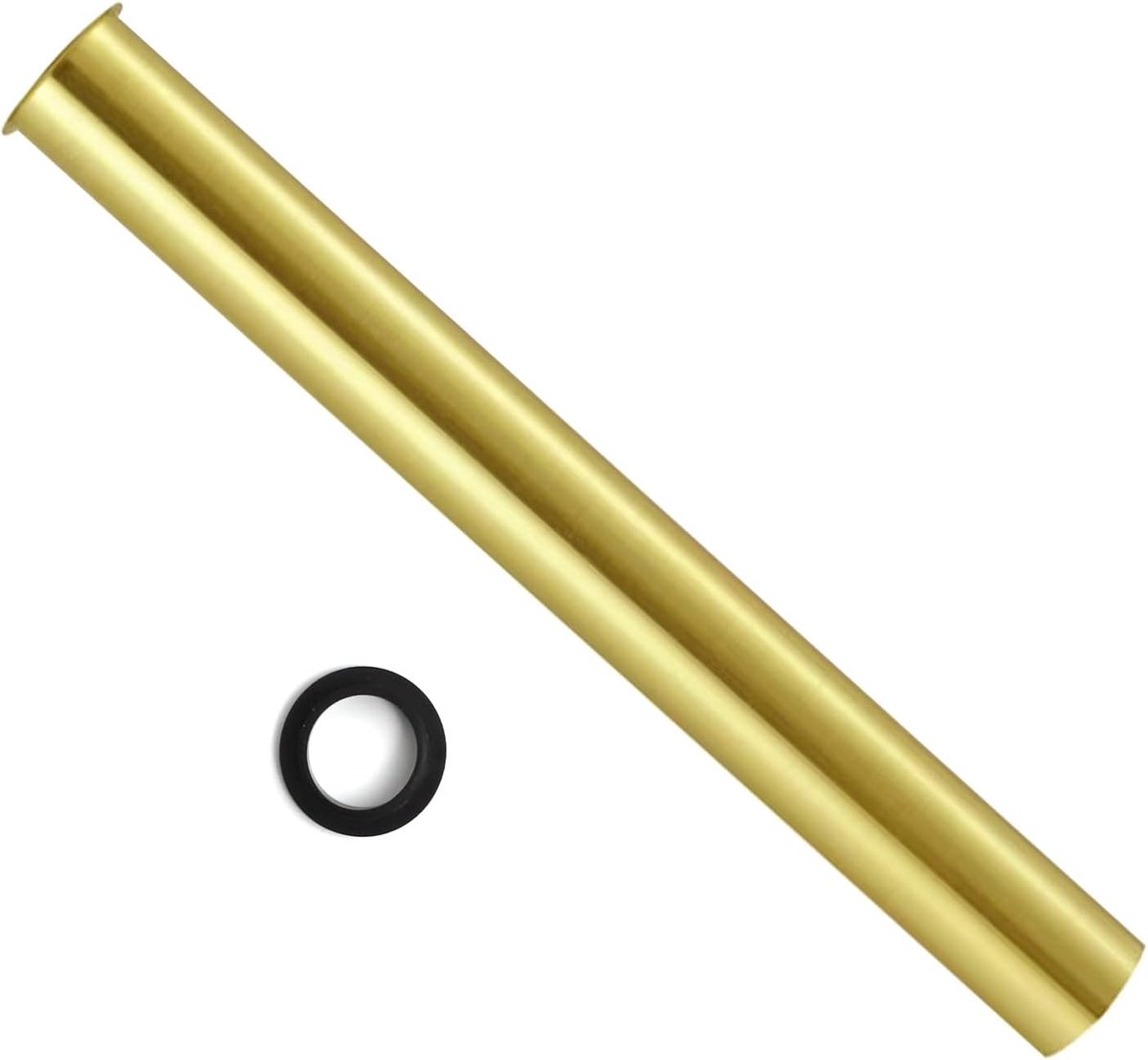 dompelbuis extra lang 400 mm voor universele sifon, verlengbuis 1 1/4 inch x 32 mm afvoer, verstelbuis incl. afdichtingen, geborsteld goud