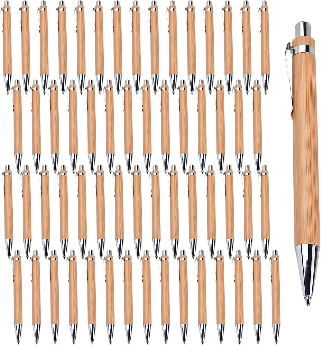 bamboe balpen 50 stuks: houten balpen schrijfgerei voor dagelijks gebruik en kantoor