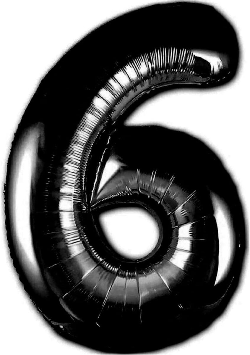Ballon 6e Verjaardag Nummer 6 Foil Zwarte XXL Gigantische Folieballon 100 cm Verjaardag Decoratie Ballonnummer Deco voor Verjaardag. Vliegt met Helium.