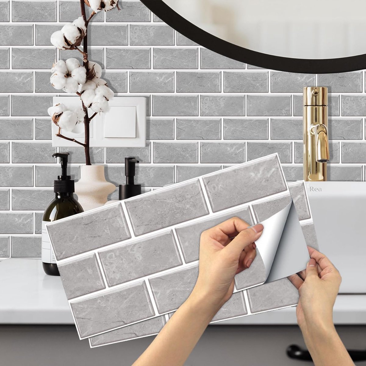 Tegelstickers voor badkamer, 18 stuks, 15 x 30 cm, wandstickers, pvc, vinyl, decoratieve tegelstickers voor keuken