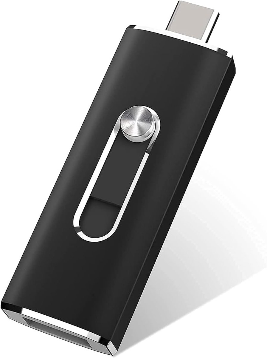 Stick 256GB 3.2 Vansuny Dual USB C Stick 3.2 256 GB Ultra-snelle Geheugenstick 3.2 (380 MB/s lezen) Flash Drive 256gb voor mobiele telefoon/smartphone/tablet/PC/TV/laptop (Zwart, 256GB)