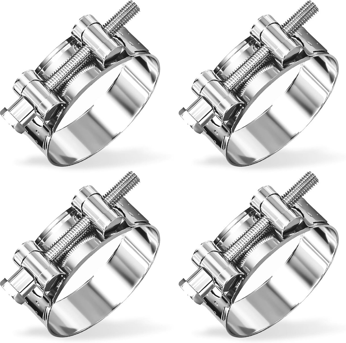 4 stuks scharnierboutklem, roestvrij staal, 304 voor buizen van 68-73 mm, slangklemmen, zwembad, roestvrijstalen spanbekkenklem, universeel voor uitlaatpijp, uitlaatklem, scharnierboutklemmen