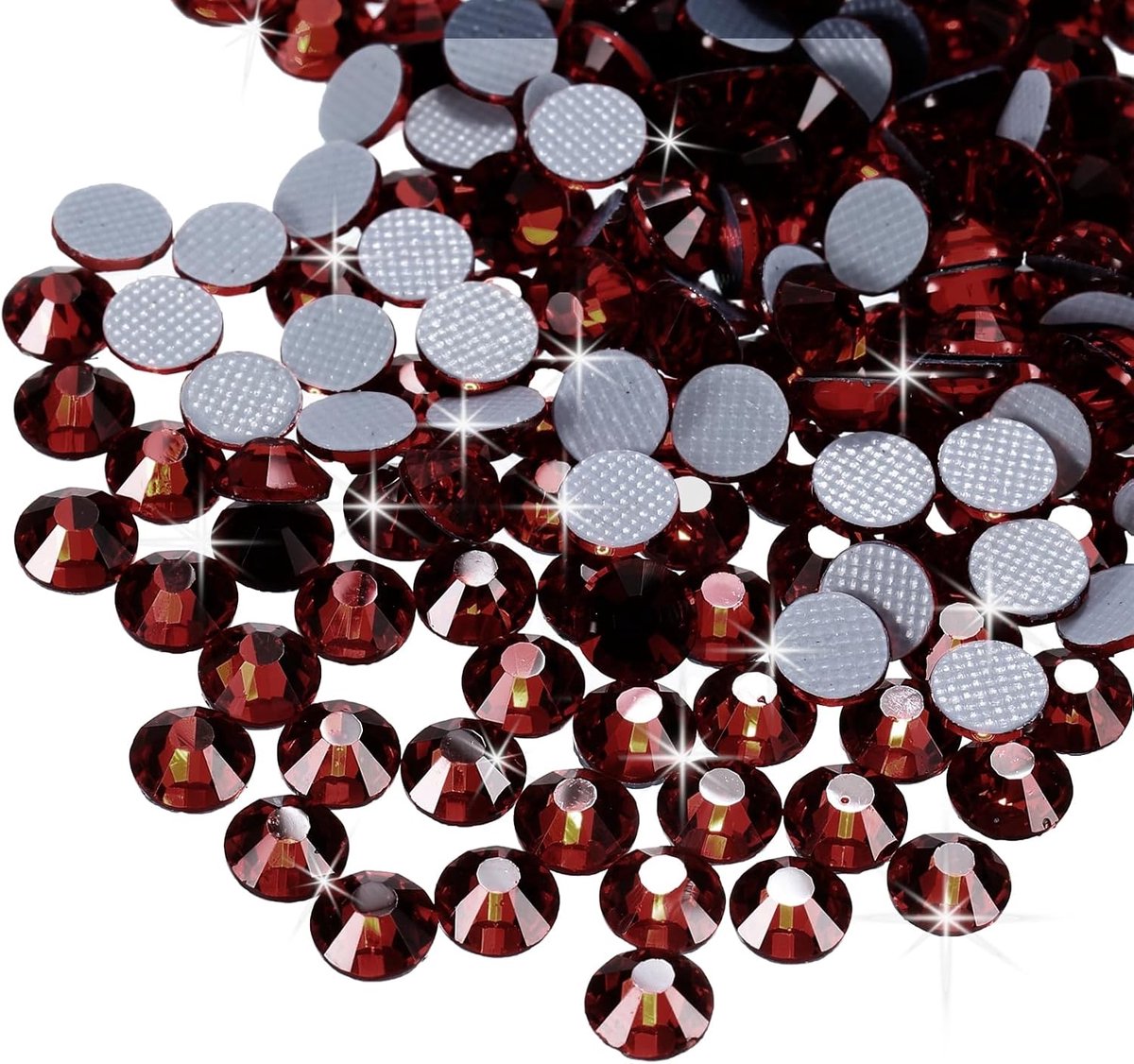 Strassteentjes, platte achterkant, kristalglas, edelstenen, kunst, strassteentjes voor knutselen, kleding, doe-het-zelfdecoratie, SS8, 2,5 mm, donkerrood, 2880 stuks