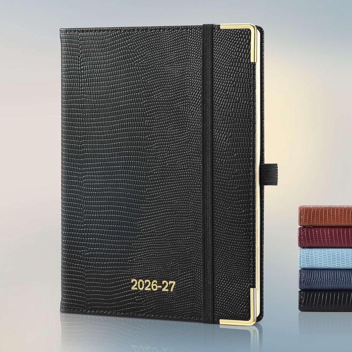 2026 2027: Weekagenda A5 Boekagenda(21,9 x 16,2cm) Schoolagenda 18 Maanden Horizontale Weekplanner van Jul.2026 tot Dec.2027, 80 Grams Papier, Luxe Geklede PU-Leren Kaft, Zwart