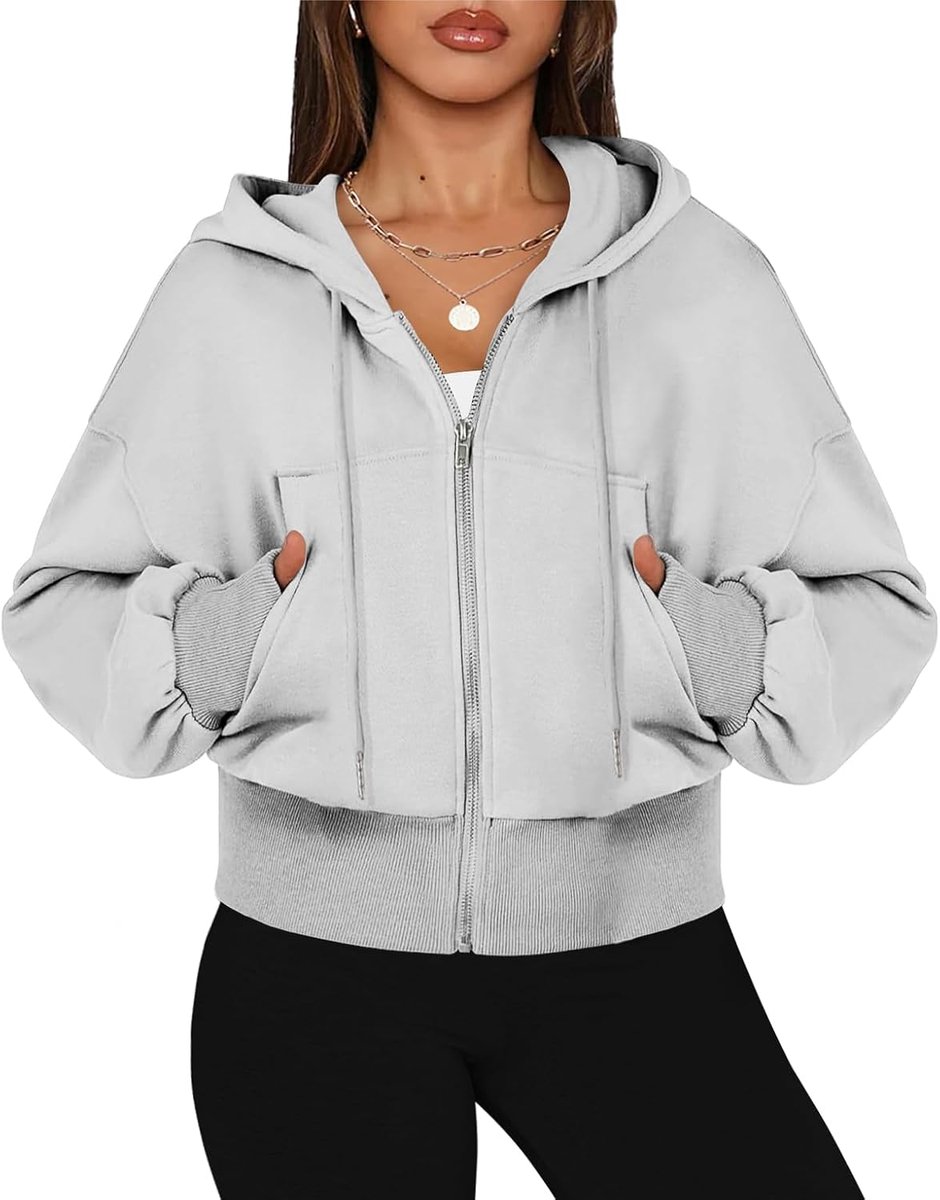 Hoodies, korte jas met ritssluiting, grote zakken, capuchon, effen, jas, ritssluiting, casual, Y2k, herfst, winter