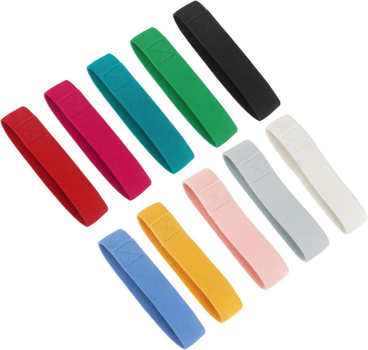 Bento Box Strap Lunchbox-riem, elastische bevestigingsriem voor thuis, kantoor, camping, zwart/rood/geel/rozenrood/crèmewit/orchideeën/roze/lichtgrijs/orchideeëngroen/groen, 10 stuks