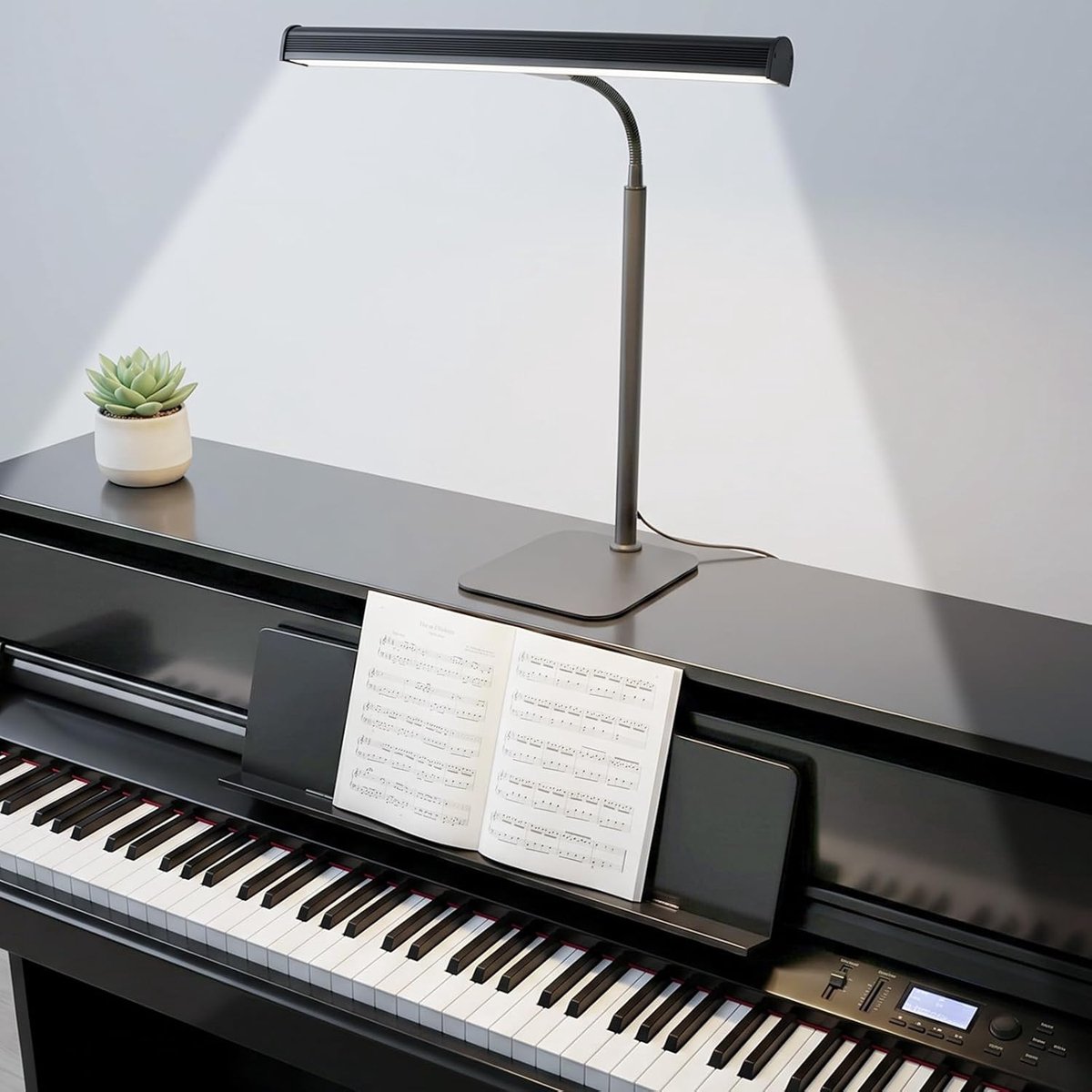 Pianolamp LED, Dimbare Bladmuziekverlichting met Flexibele Arm, 3 Kleurtemperaturen & USB, Geschikt voor Rechtopstaande Pianos en Vleugels