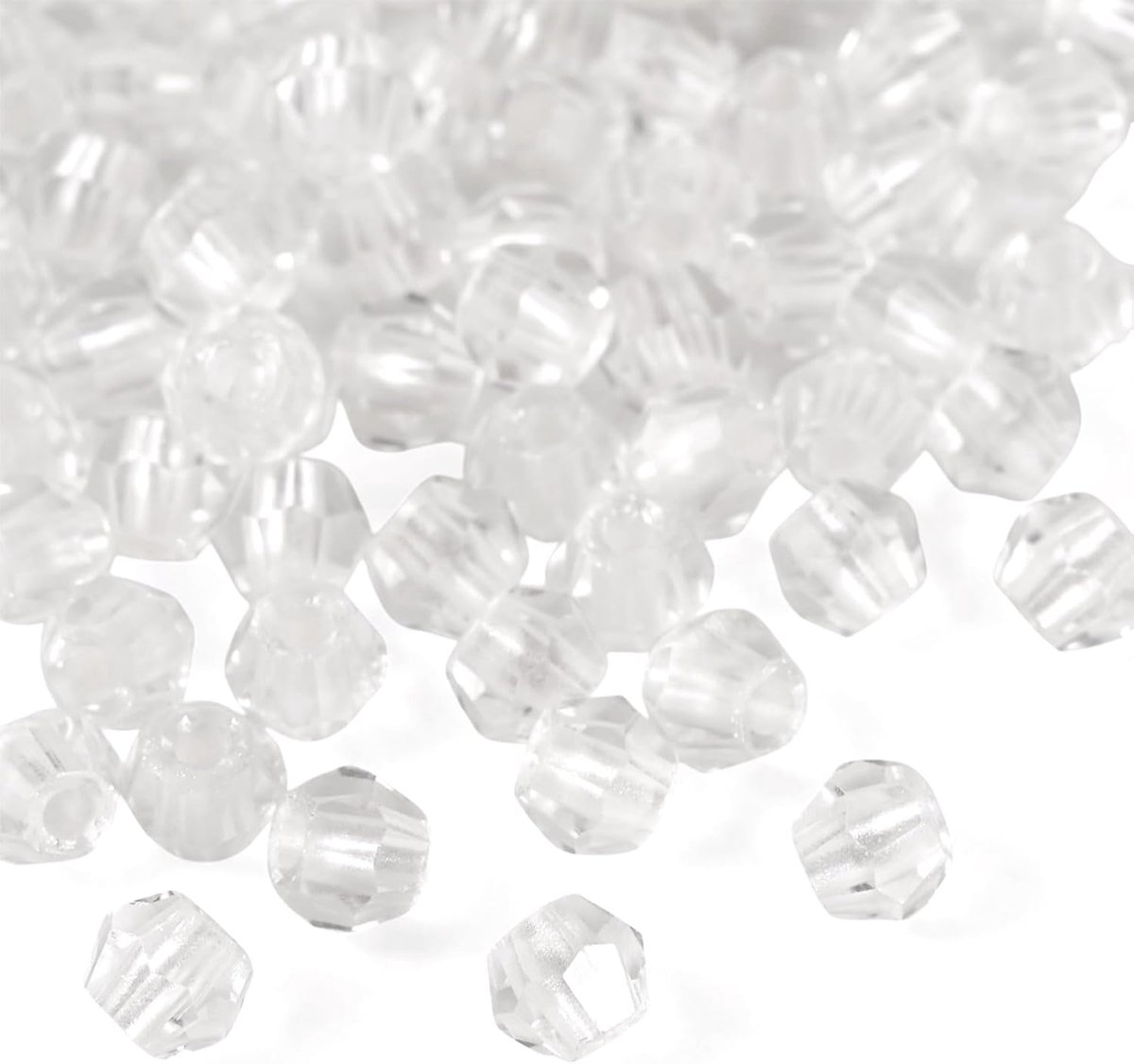 200 stuks facetgeslepen bicone transparante glaskralen 4 mm ruitvormige glazen rocailles geverfde kern kristal kraal voor sieraden maken doe-het-zelf armband ketting - wit