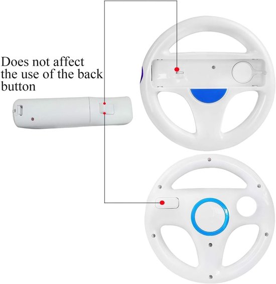 set van 2 stuurwielen voor Wii, compatibel met Mario Kart en Nintendo Wii/Wii U. Witte game stuurwiel voor Wii Remote-controller, raceaccessoire voor kinderen en volwassenen — afbeelding 5