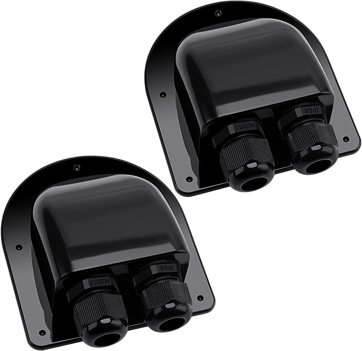 2 Stuks Solar Dakdoorvoer, 2-Vaks Waterdichte ABS Camper Kabeldoorvoer, voor Kabel 6-12 mm voor Zonne-Energiesysteem Camper Caravan Boot Satelliet Systeem en Airco (Zwart)