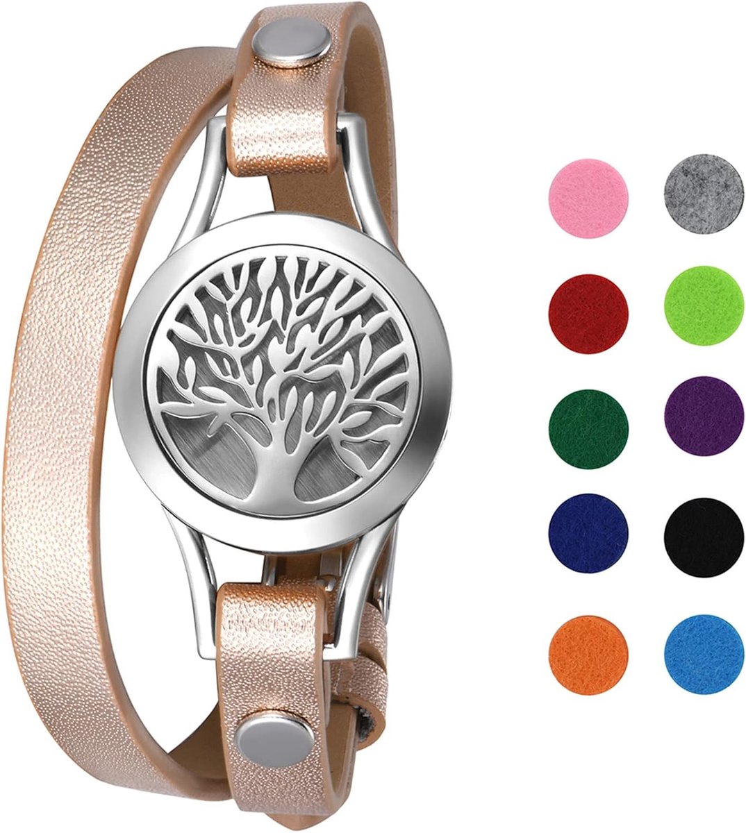Aromatherapie lederen armband dames armband aroma locket diffuser geurstoflocket met gekleurde vilten pads etherische olie diffuser voor vrouwen zilver