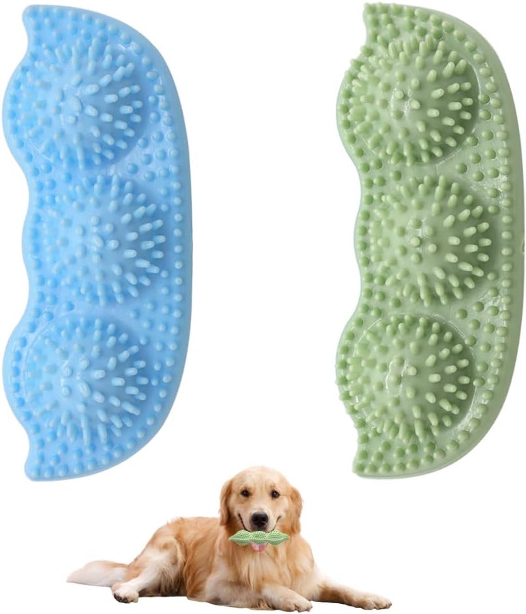 2 Stuks Hond Kauwspeelgoed Erwten Shape Puppy Kauwspeelgoed voor Chewers Honden Tandenreiniging, Lichtblauw, lichtgroen