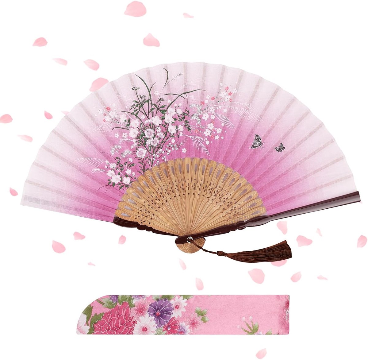 opvouwbare waaier voor afkoeling in de zomer, bamboewaaier met kwast, Chinese handwaaier voor verjaardagscadeaus, dansen, cosplay, rekwisieten, decoratie, cadeauwaaiers, 1C