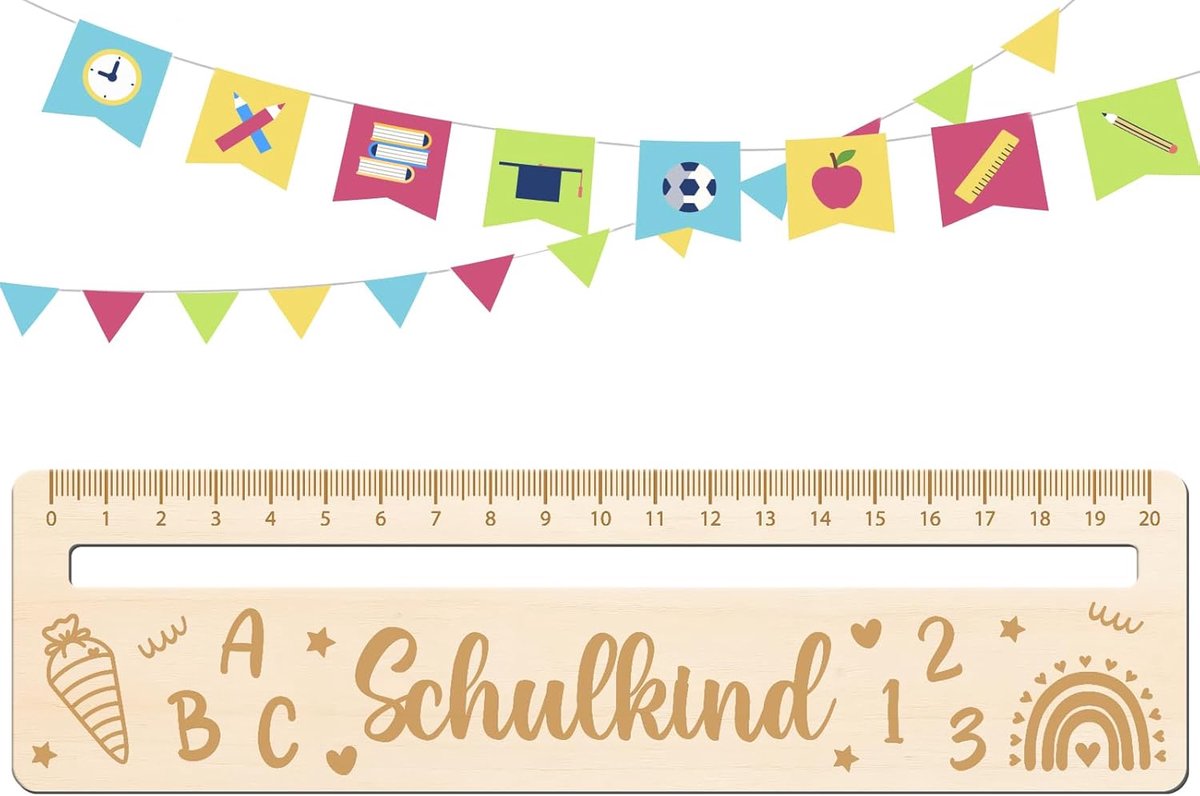 Leeshulp voor kinderen, 1 klas, houten liniaal, gepersonaliseerd voor de eerste schooldag, schoolkind, eerste schooldag, cadeau voor de eerste schooldag, cadeau, schoolzak, vulling