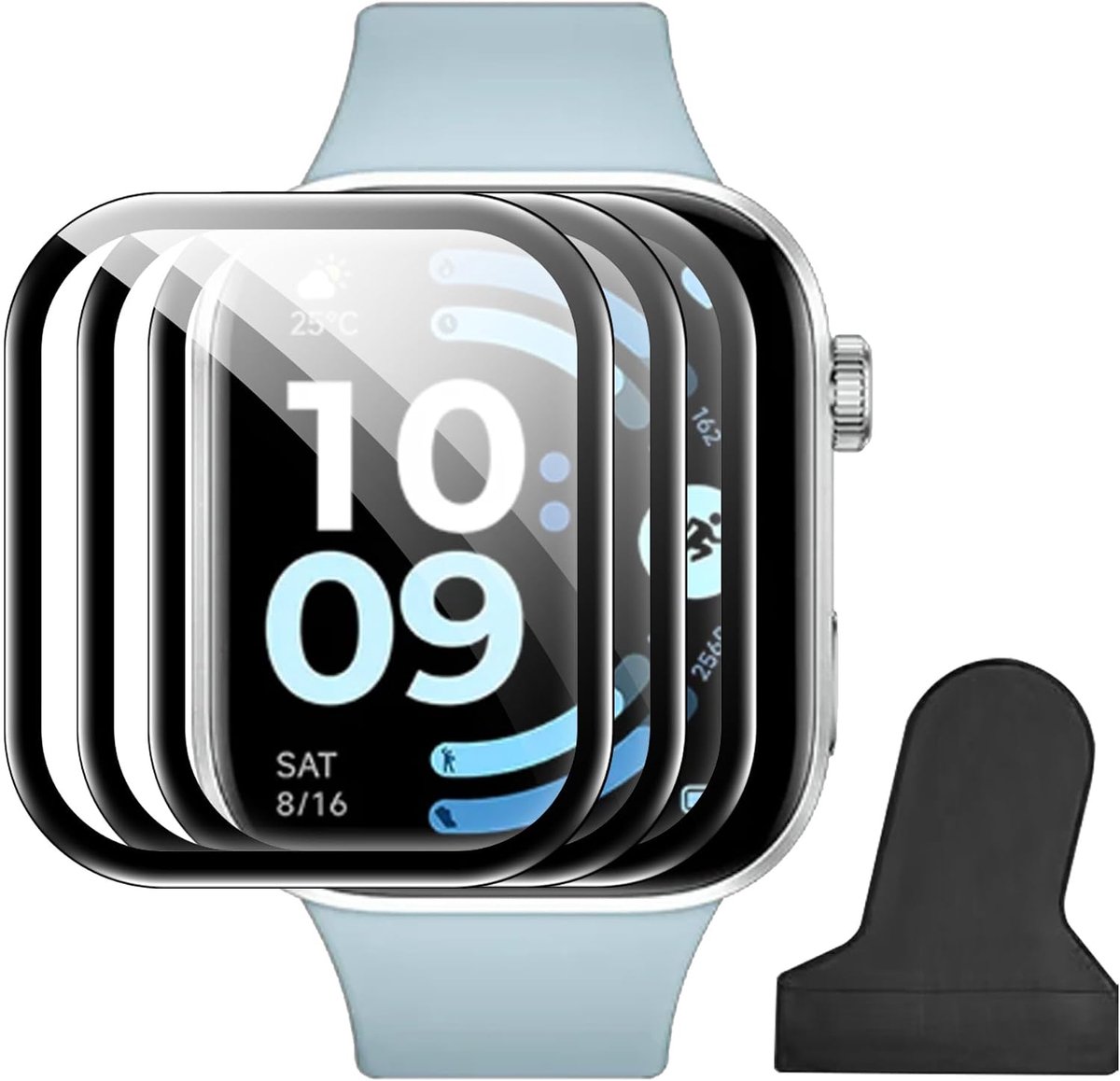3 stuks beschermfolie voor Xiaomi Redmi Watch 6 pantserglas, krasbestendig en anti-luchtbellen. Bevat een schraper voor het verwijderen van luchtbellen.