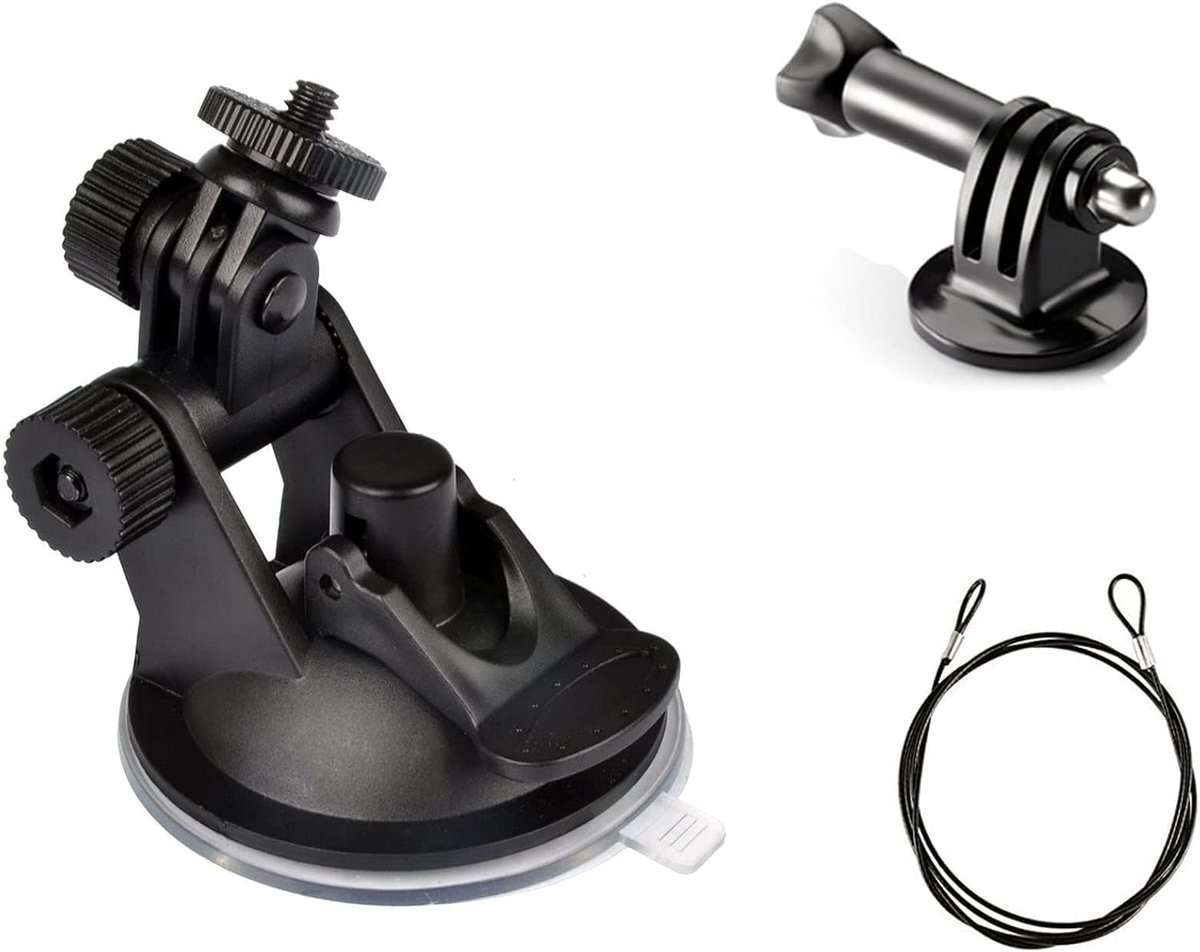 Windscherm GPS Zuignaphouder voor Windscherm Dash Cam | Camera Camcorder Beugel Houder en Lanyard voor GoproHero SJCAM GeekPro Osmo Action Yi 4K en Micro SLR
