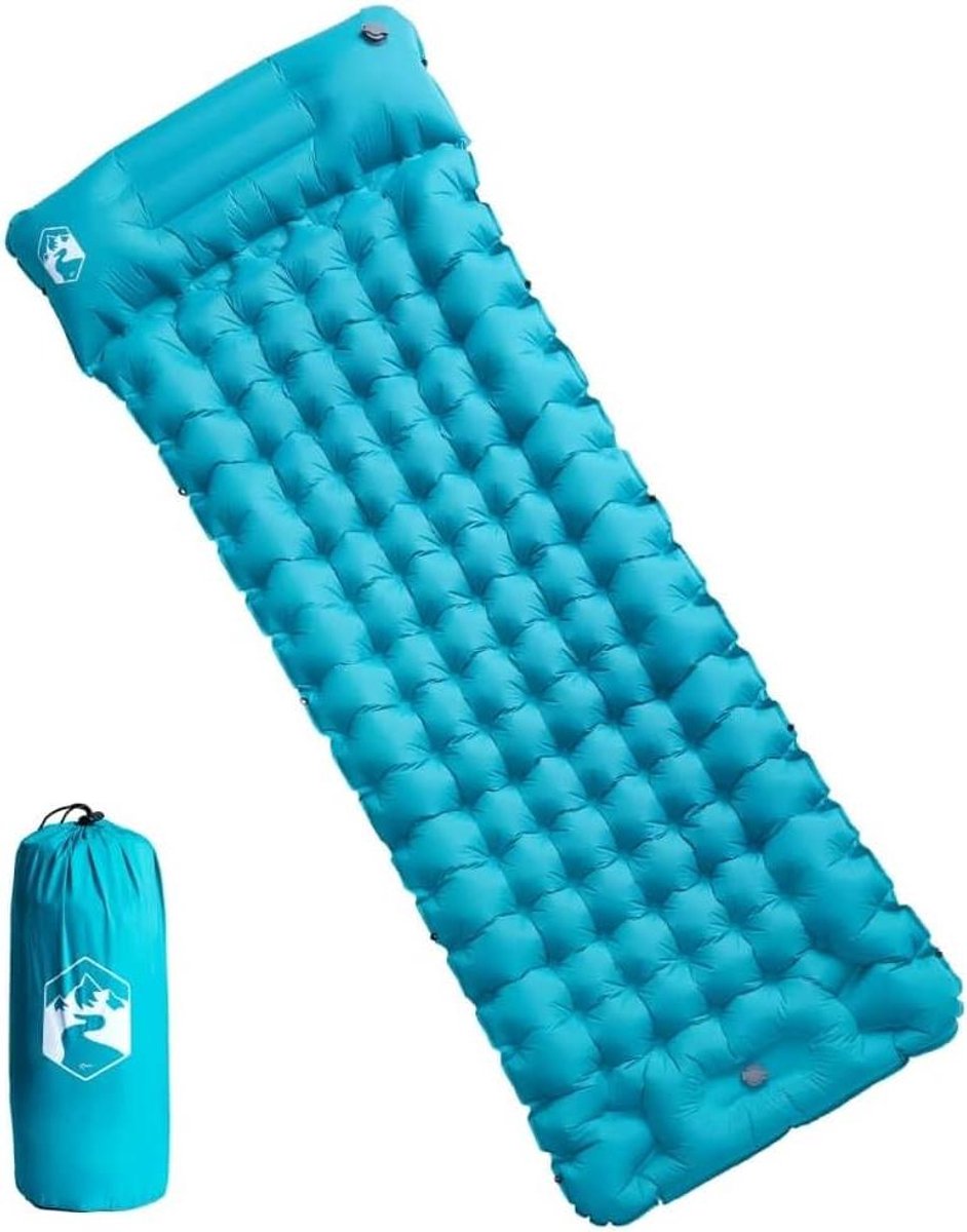 Camping Matras - Slaapmat Opblaasbaar - Buiten Overnachten - Geïntegreerd Kussen - 200 x 75 cm - Blauw