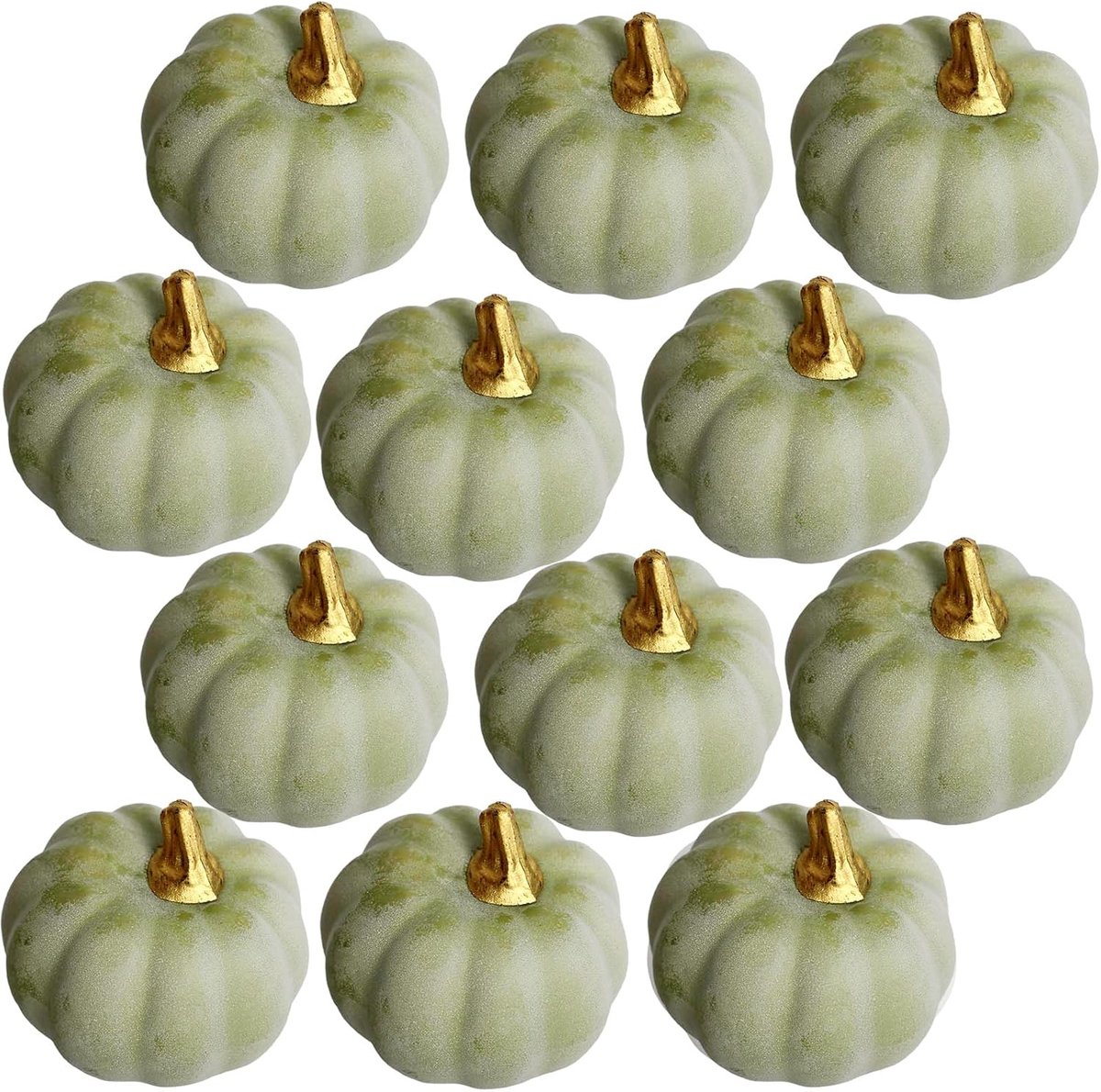 12 stuks retro groene kunstpompoenen bulk herfstdecoratieset, Halloween pompoen decoraties voor thuis en Thanksgiving Party