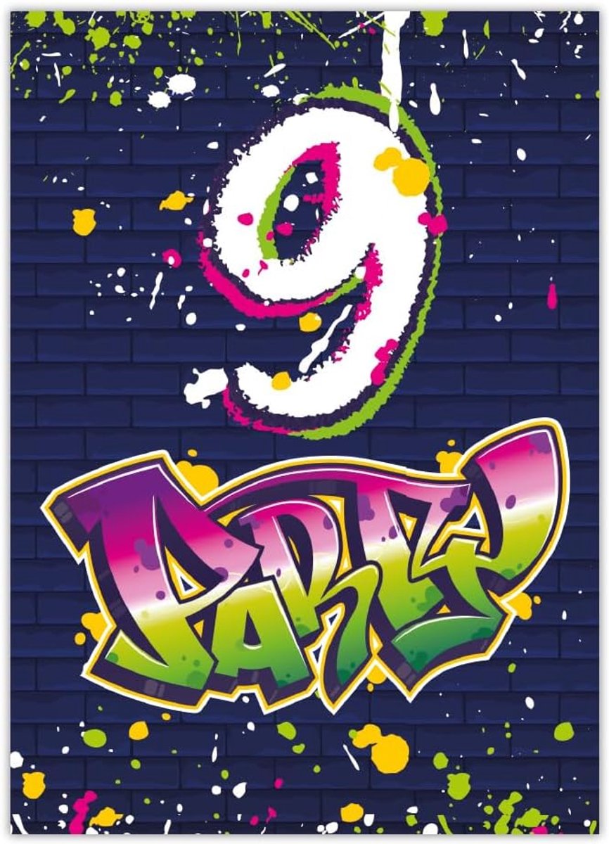Uitnodigingen 12 stuks - A6 formaat - Graffiti design - Perfect voor kinderfeestje - ShopVlot
