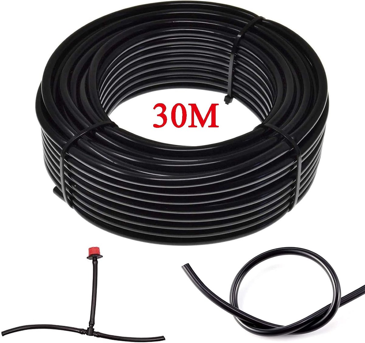 30M 4/7mm Tuin Irrigatie Systeem Micro Druppelirrigatie Slang voor Bloeiende Planten Automatische Irrigatie-accessoires voor Tuinkas Gazon Patioterras