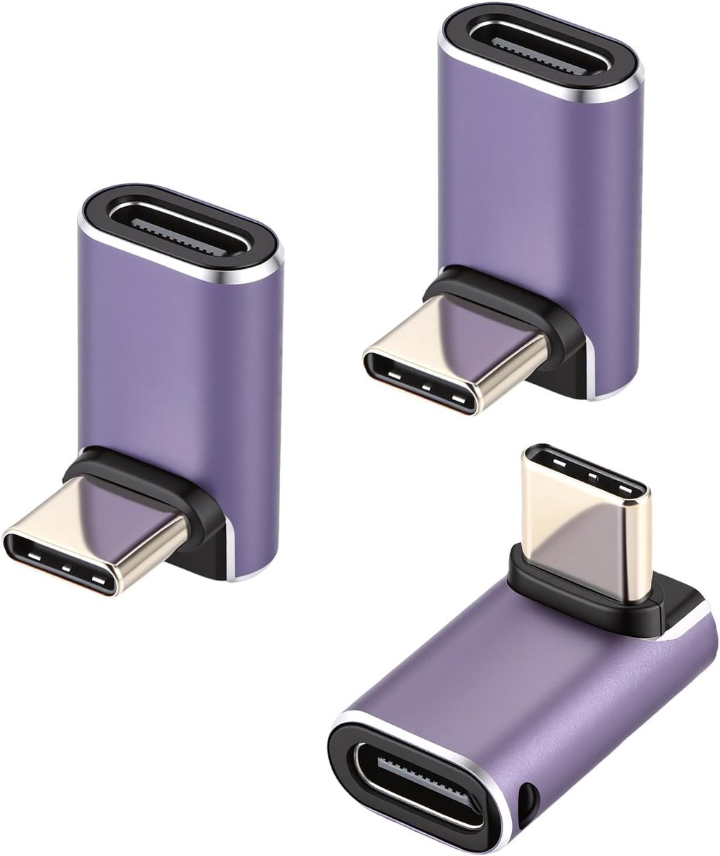 aceyoon USB C hoekstekker 90 graden, 3 stuks PD 240W USB C stekker naar bus 8K @60Hz video type C adapter USBC verlenging hoekadapter voor iPhone, MacBook Pro, iPad Pro, tablet, laptop