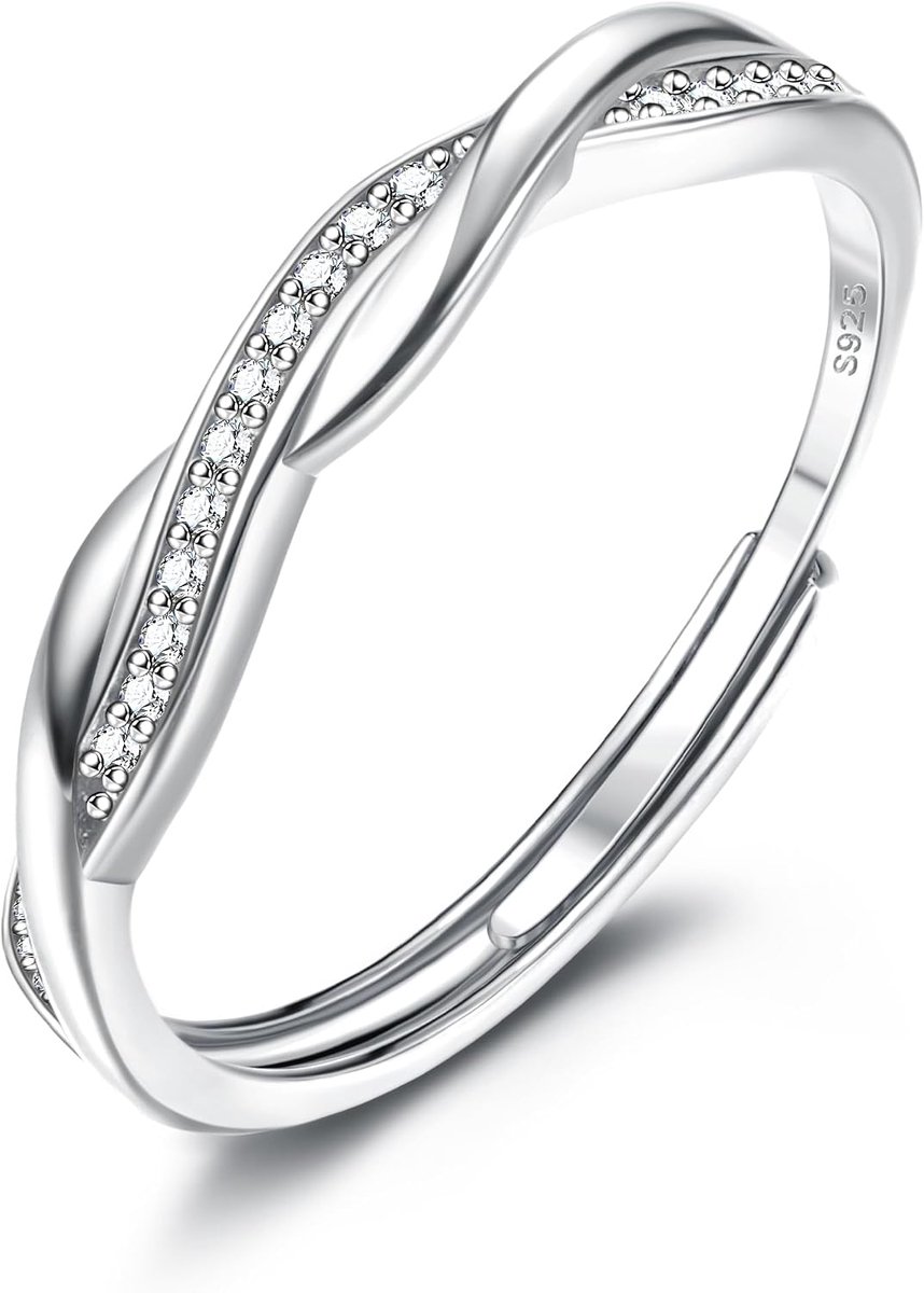 Ring zilver 925 dames verstelbare ringen vrouwen stapelen duimring vingerring trouwring verloving ring verlovingsring dames goud/zilver/roségoud ring sieraden met cadeaukaart