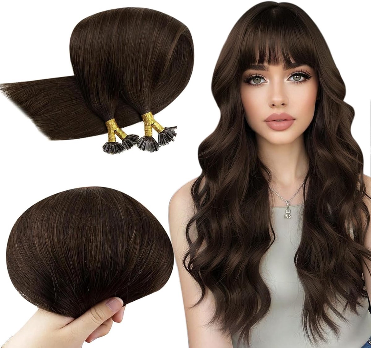 Keratine Extensions Menselijk haar 60cm Lang Donkerbruin U Tip Hair Extension 1g 50s 50g #2 | Keratine-extensions, echt haar, glad, glanzend, zijdezacht, onzichtbaar, natuurlijke fusie