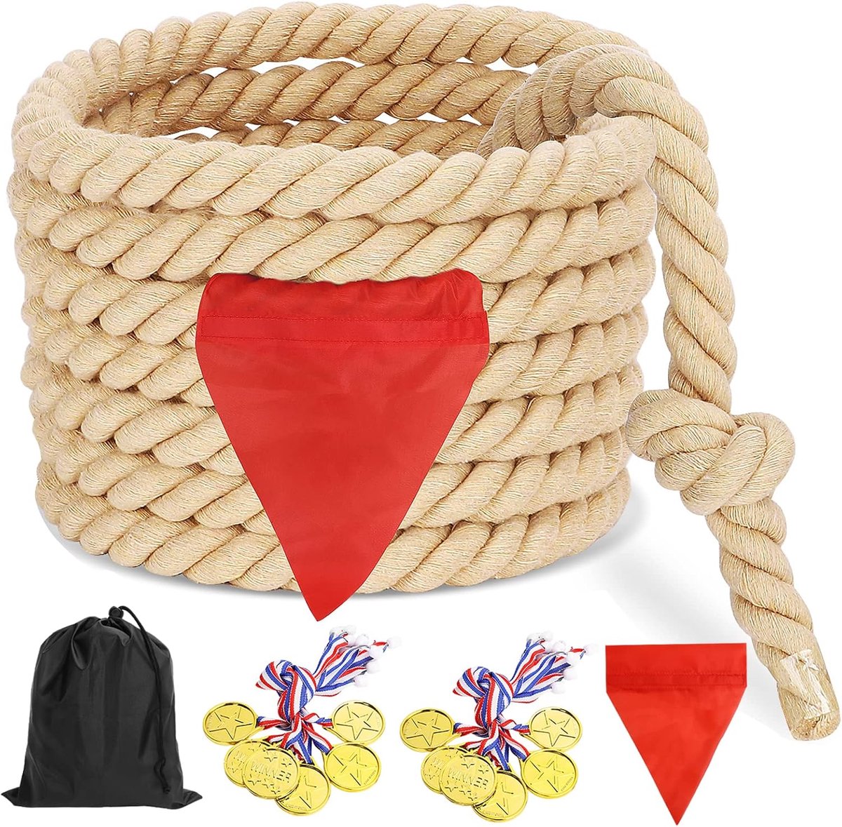 Touwtrekken, touwspel, outdoor spelletjes, tuinspellen voor kinderen en volwassenen, medailles voor kinderverjaardag, 6 m