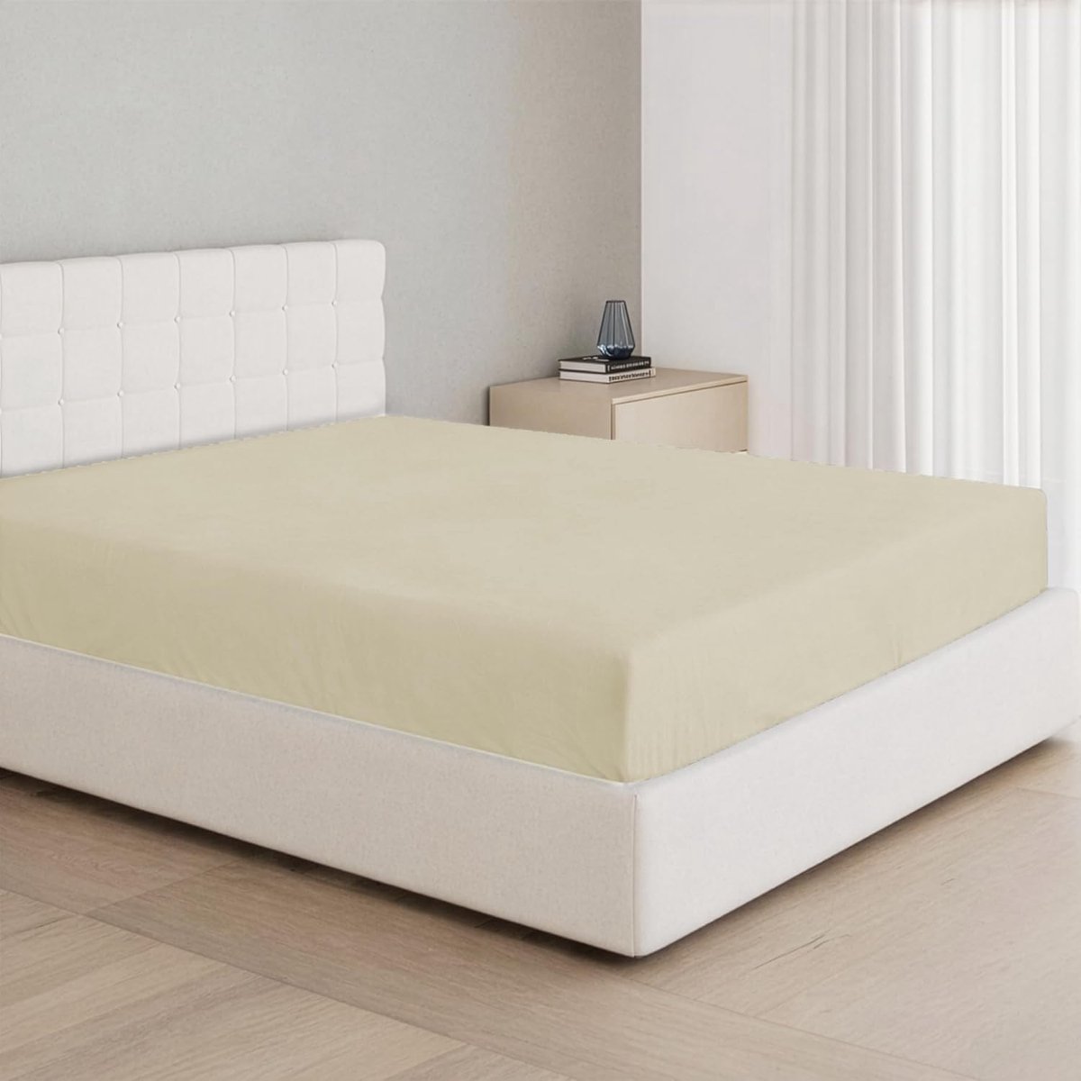 Hoeslaken 100x200 Katoen, Stretch Jersey, 25 cm Zakje, Geschikt voor Matrassen tot 22 cm, Oeko-Tex Gecertificeerd, Hypoallergeen - Beige