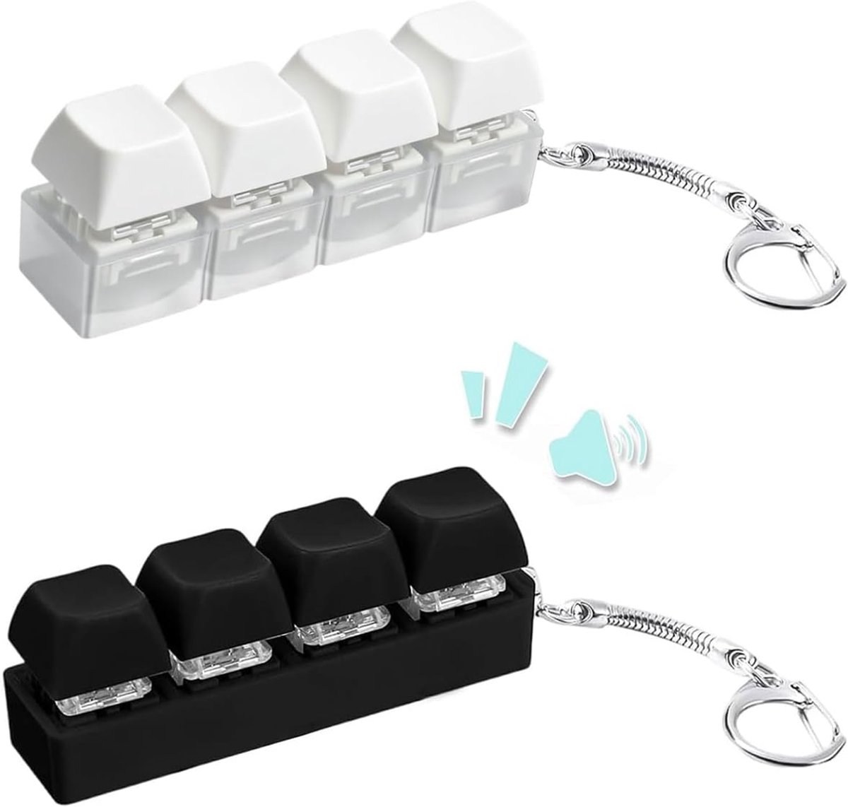 Toetsenbord, 2 stuks, anti-stress speelgoed voor volwassenen, toetsenbord voor het verlichten van stress en tijdverdrijf (wit + zwart)