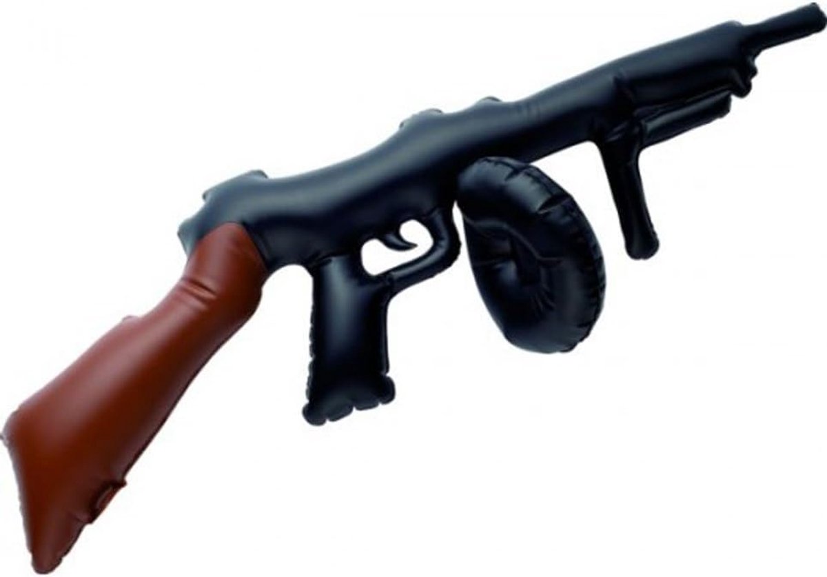 Opblaasbare zwarte Tommy Gun 80 cm Blow Up Machine Gun Volwassen Fancy Dress Accessoires voor Halloween Party Fancy Dress, 1920s Gangster Kostuum, Mobster Kostuum