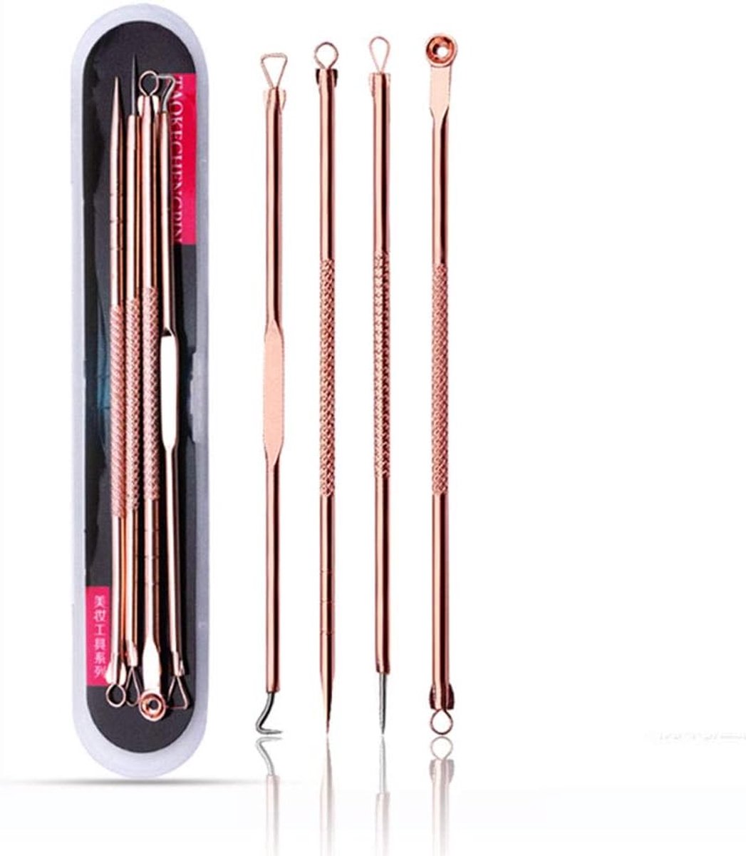 ATOMUS 4 stuks Pimple Popper Kit Spot Remover Extractor Tool, roestvrijstalen acne-puistje, comedone-extractor voor - ShopVlot