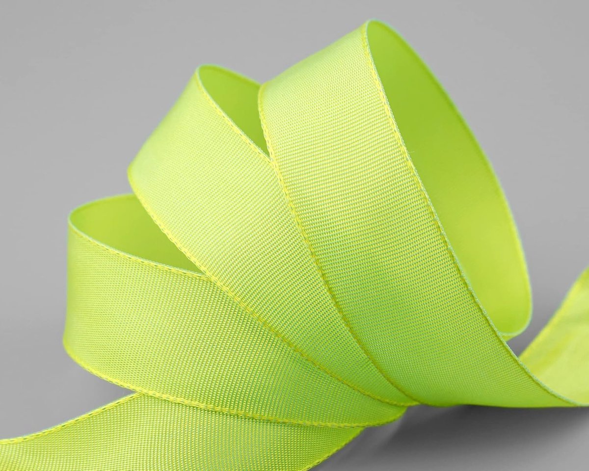 25 m x 25 mm draadrandband Leo LEMONGREEN lichtgroen groen (502) decoratielint met draadranden cadeaulint, stoffen lint, strikband, visco-draad van hernieuwbare grondstoffen, biologisch afbreekbaar