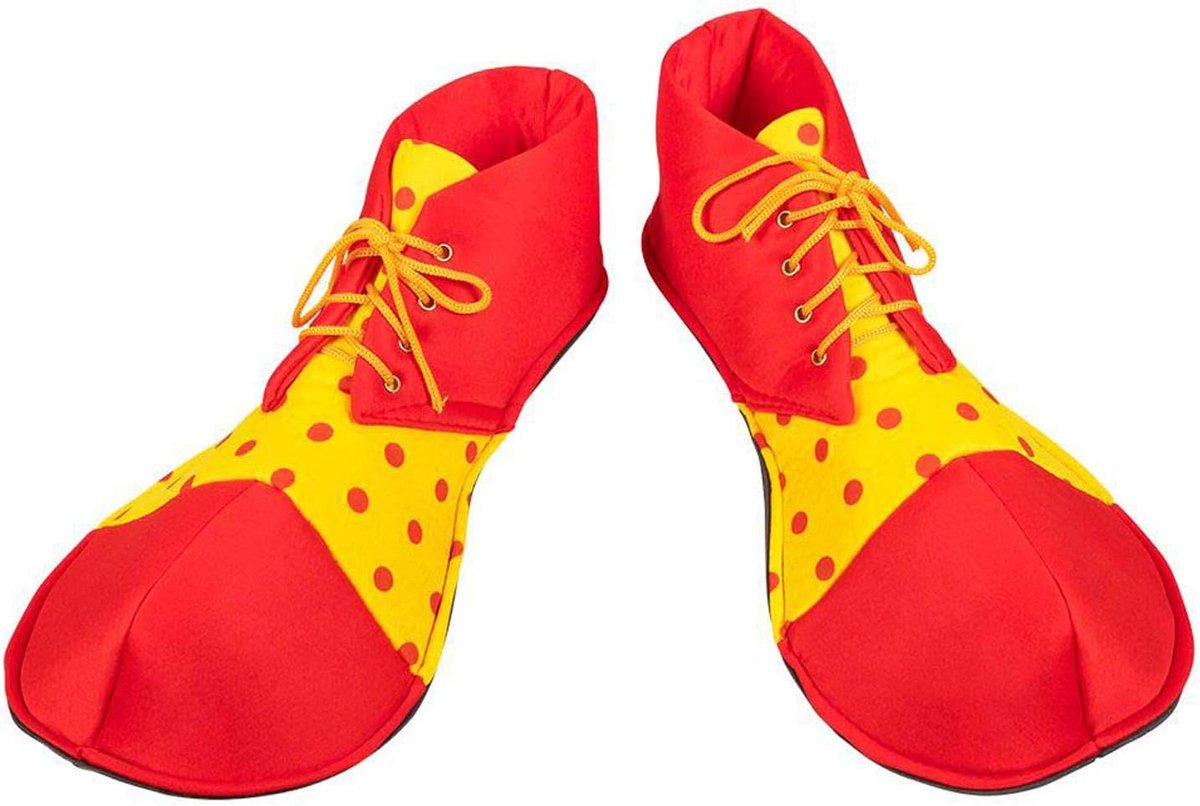 55519 clownschoenen van stof, 1 paar, eenheidsmaat voor volwassenen