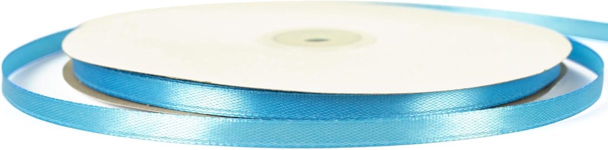 satijnen lint 6 mm dun x 91 m - Meerblauw cadeauverpakkingslint voor bruiloft, Kerstmis en ambachten | Slanke decoratieve linten voor cadeauverpakking, taart, haarstrikken