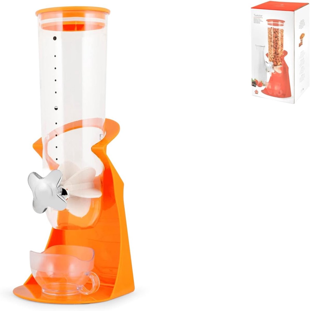 Graan dispenser 33x17x6 cm - polystyreen oranje - decoratief - handig voor opslag - ShopVlot