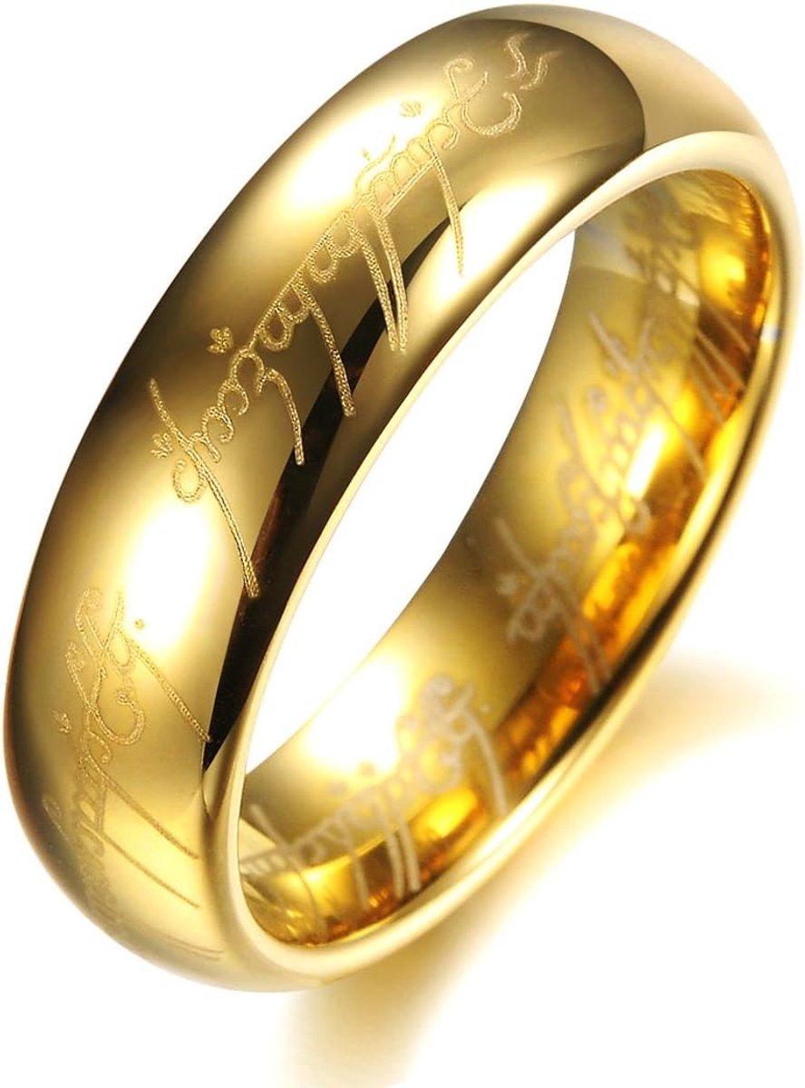 Wolfraam Carbide 18K Vergulde Lord van de Ringen met Bijbel Engaved Paar Ring Wedding Band