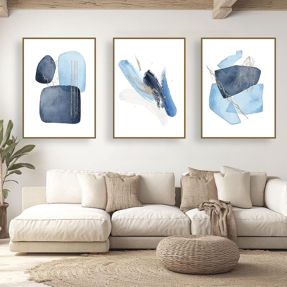 Posters, set van 3, moderne geometrische vormen, canvas afbeeldingen, woonkamer, slaapkamer, decoratie, afbeelding zonder lijst (A,3 x 50 x 70 cm)