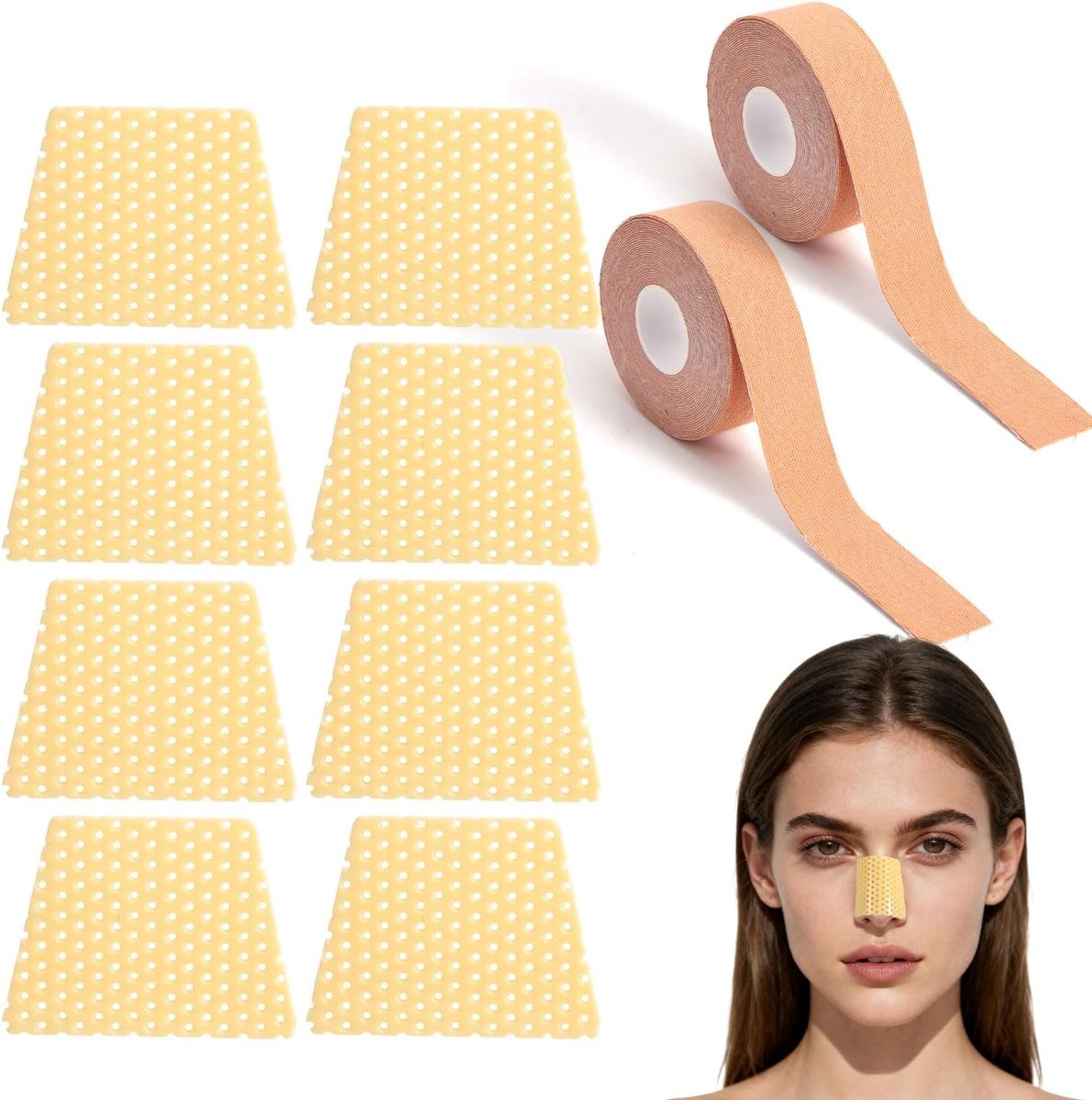 8st Thermoplastische Neusspalk en 2st Neustapes, Ademende Trapeziumvormige Neusspalk met Tapes Geschikt voor Orthopedische Immobilisatie