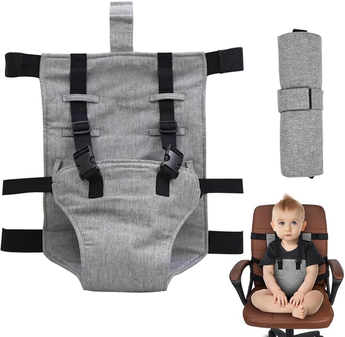 veiligheidsgordel, draagbare veiligheidsgordel voor baby's, opvouwbare kinderstoel veiligheidsgordel, met verstelbare banden, 6-36 maanden, voor op reis, in restaurants, thuis