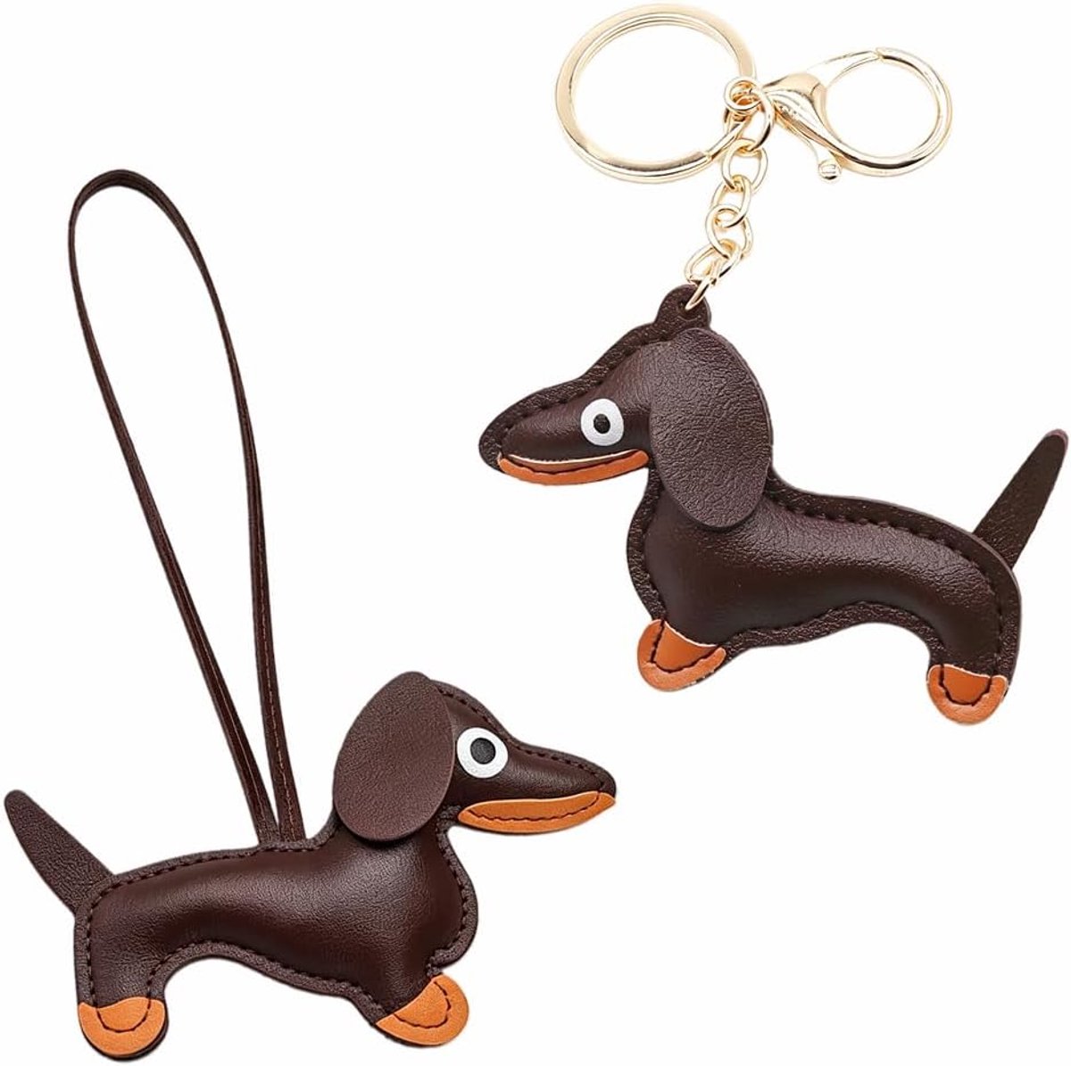 2 stuks sleutelhangers teckel, hanger voor puppytas