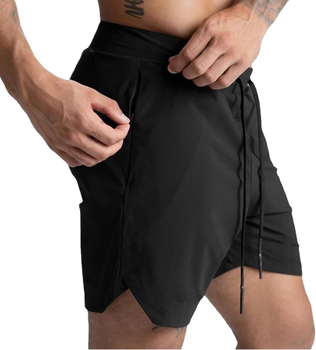 Shorts voor heren, korte broek, sneldrogende sportbroek, sneldrogende hardloopshorts, gym, trainingsshorts, kort, sneldrogend, ritszak