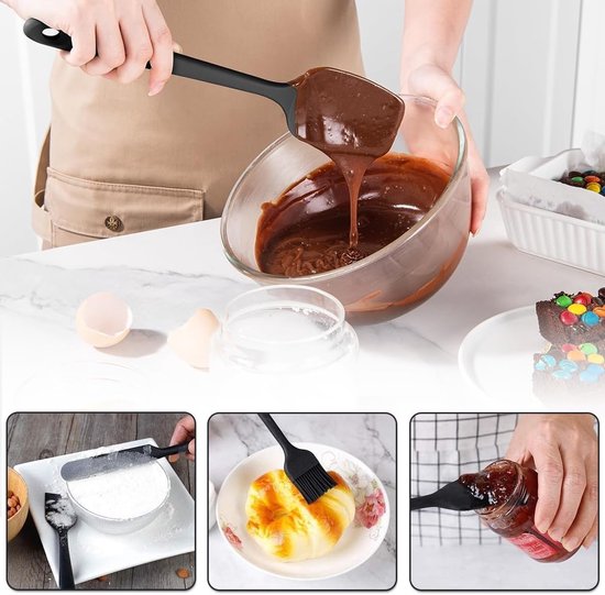 Spatels en lepels, borstel, anti-aanbaklaag, flexibel, hittebestendig, BPA-vrij, voor mixen, bakken en koken — afbeelding 2