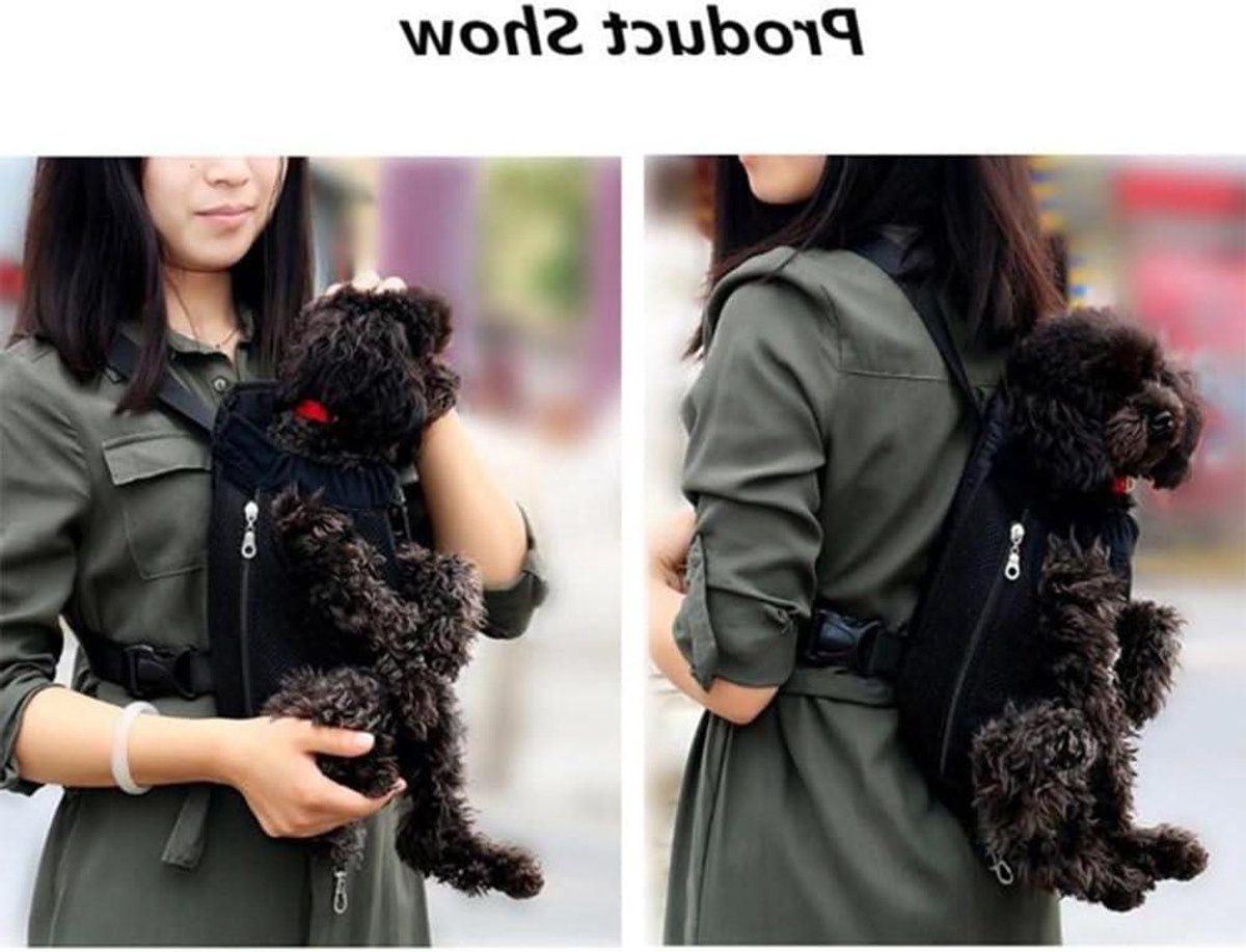 Transportbox Huisdier - Draagtas Hond Kat - Veilig Reizen - Verstelbare Bandjes - Maat L 3.5-6.5kg - Zwart