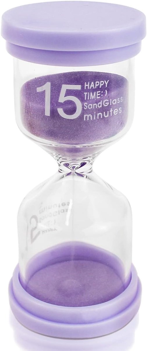 tijdmeter, zandlopers, 15 minuten, timer voor kinderen, glazen timer voor school, Kita klaslokaal, spelletjes, thuis, keuken, kantoor, theetijd, kinderen, tandenpoetsen