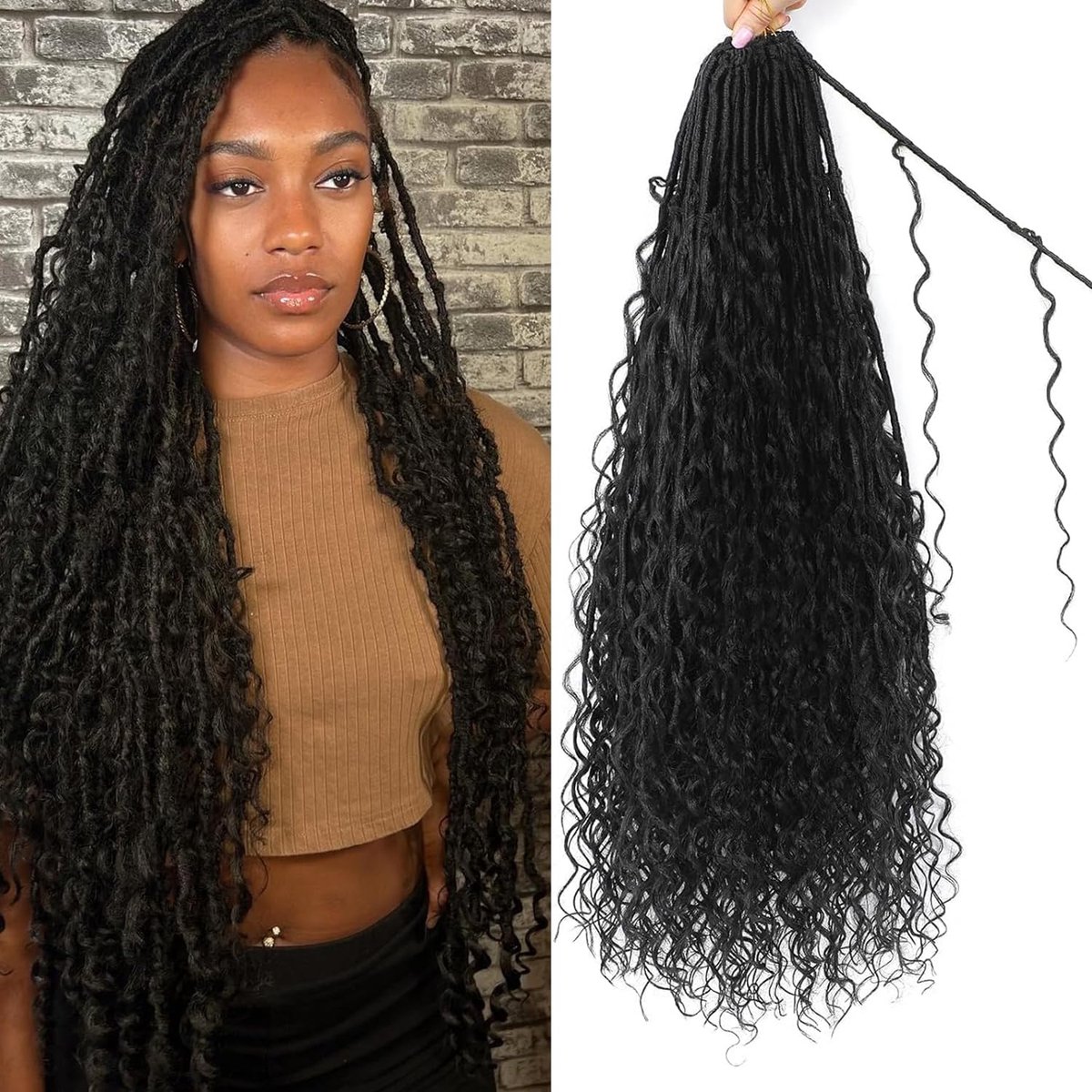 Faux Locs Crochet Hair 8 Packs Goddess Locs Boho Locs Crochet Hair