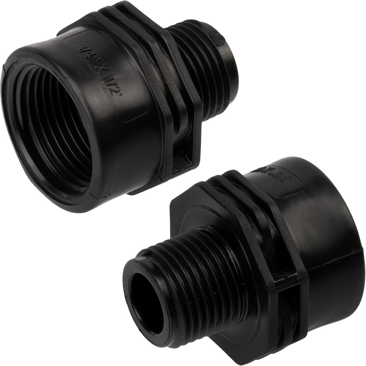 - C75034 - Set van 5 verloopstukken voor schroeven mannelijk vrouwelijk 1/2 inch x 3/4 inch - druk max. 10 bar - van polyethyleen - verloopnippel met schroefdraadaansluiting voor watercircuit